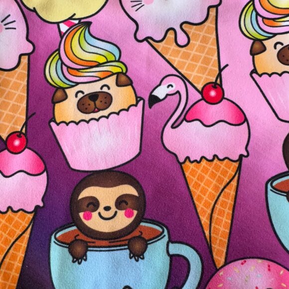 GYMGEAR Yummy Animals Leotard Girls CS 6X-7 Purple Sloth Cupcakes Gymnastics Leo - Picture 3 of 4